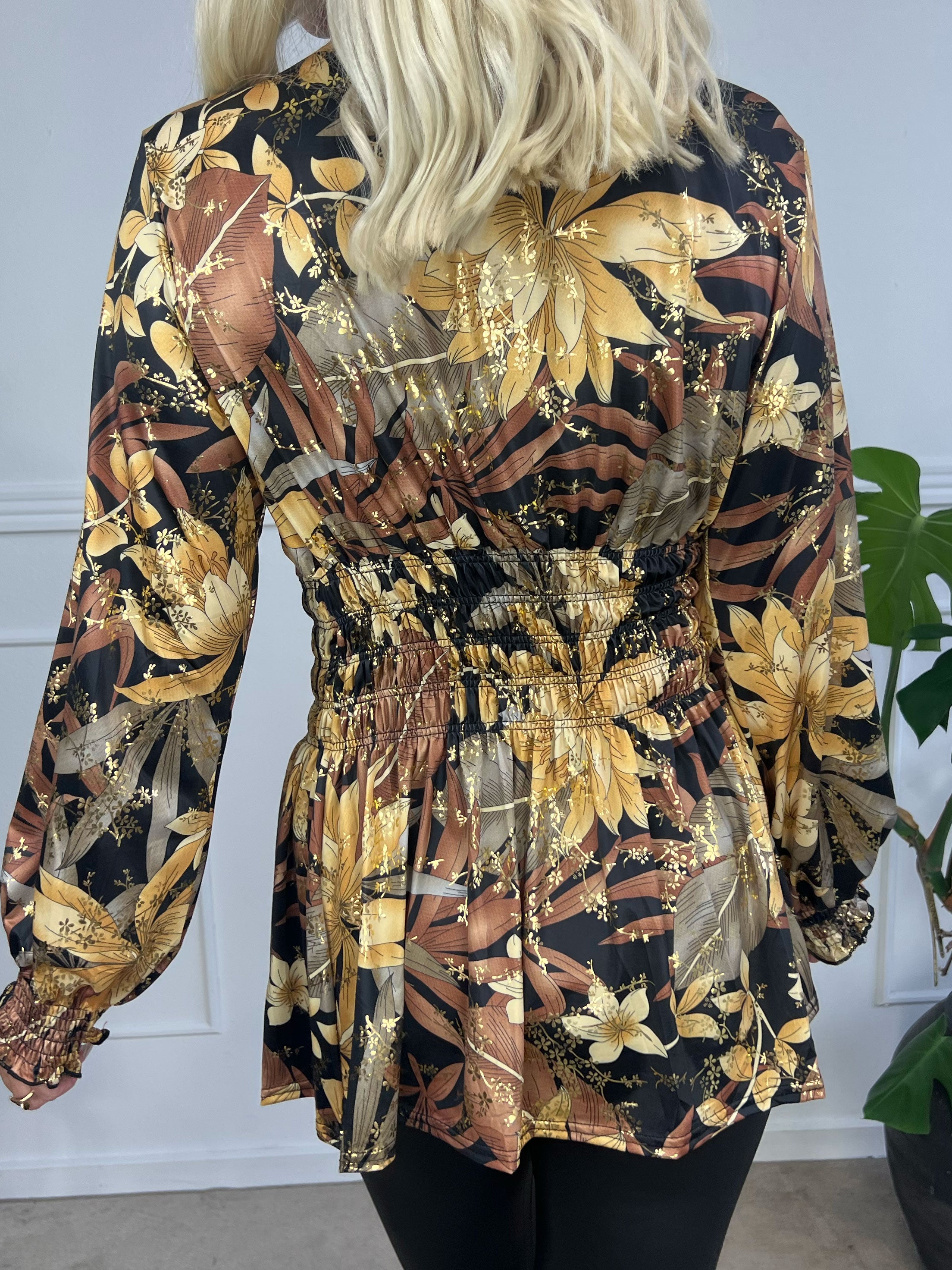 Pams Shirt L/S - Elastisk blus i skrynkelfritt tyg med långa ärmar